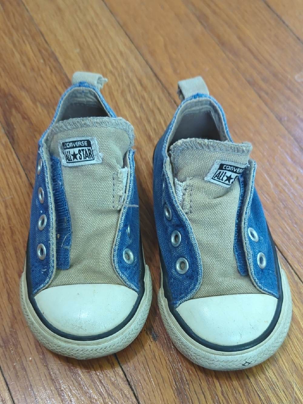 Converse Kids Canvas Slip-On Sneakers in Blue and Grey